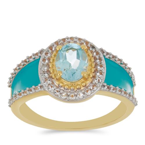 BUY 925 SILVER NATURAL SKY BLUE TOPAZ WITH WHITE ZIRCON GEMSTONE ENAMEL RING 